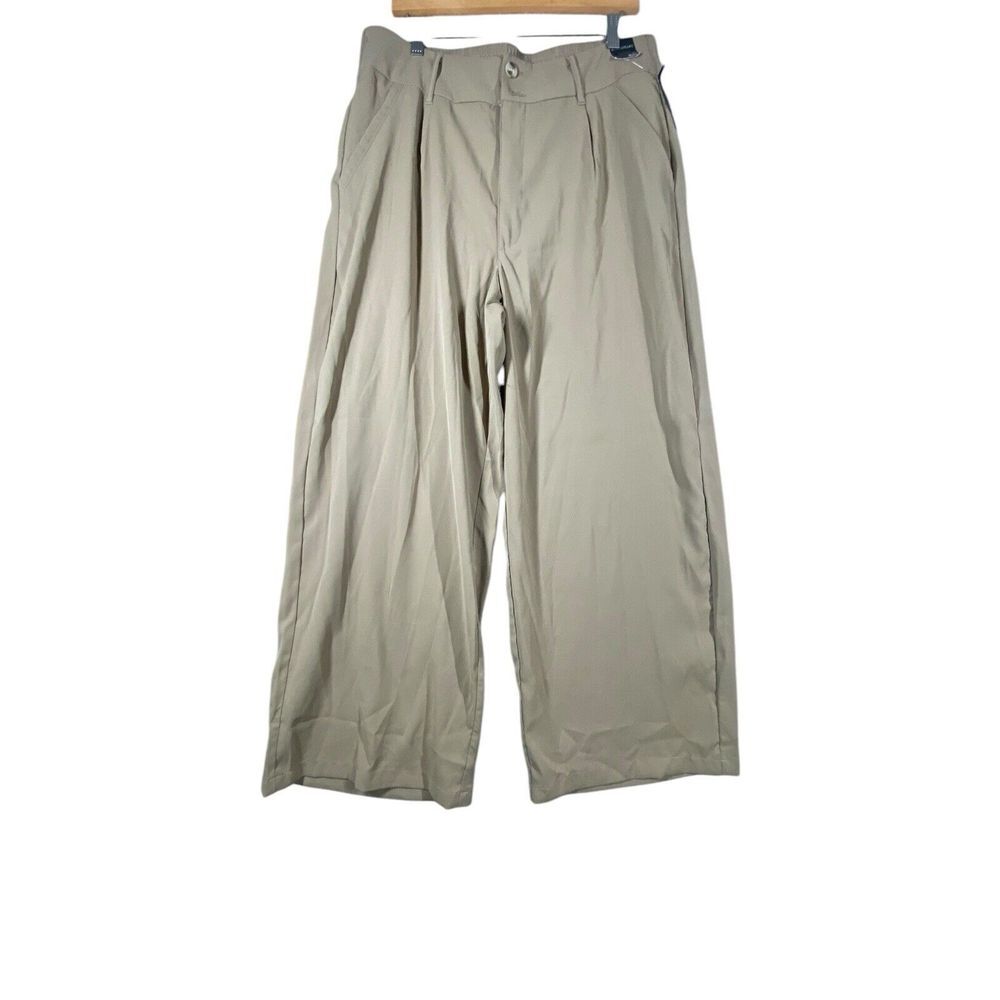 Dictionary Womens Wide Leg Pants Tan Stretchable Waist Size XL